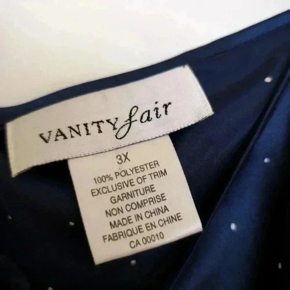 Vintage 3X vanity Fair dark blue and white polka dot chemise - Picture 5 of 6